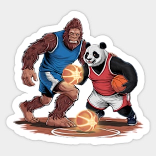 BigFoot And Panda Playing Basketball Funny For Boys, kids, girls Sticker